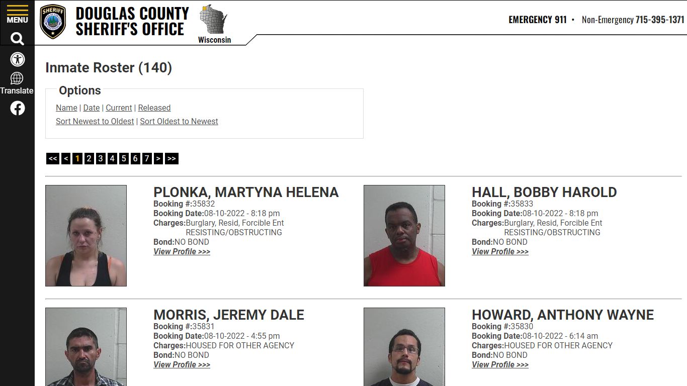 Inmate Roster - Douglas County Sheriff WI